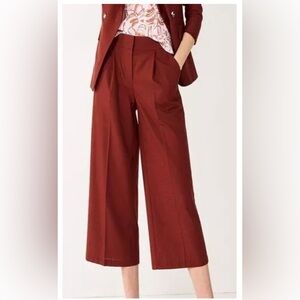 Nine West Wide Leg Crop Pants Womens Size Medium Rust Dressy Casual Pleated